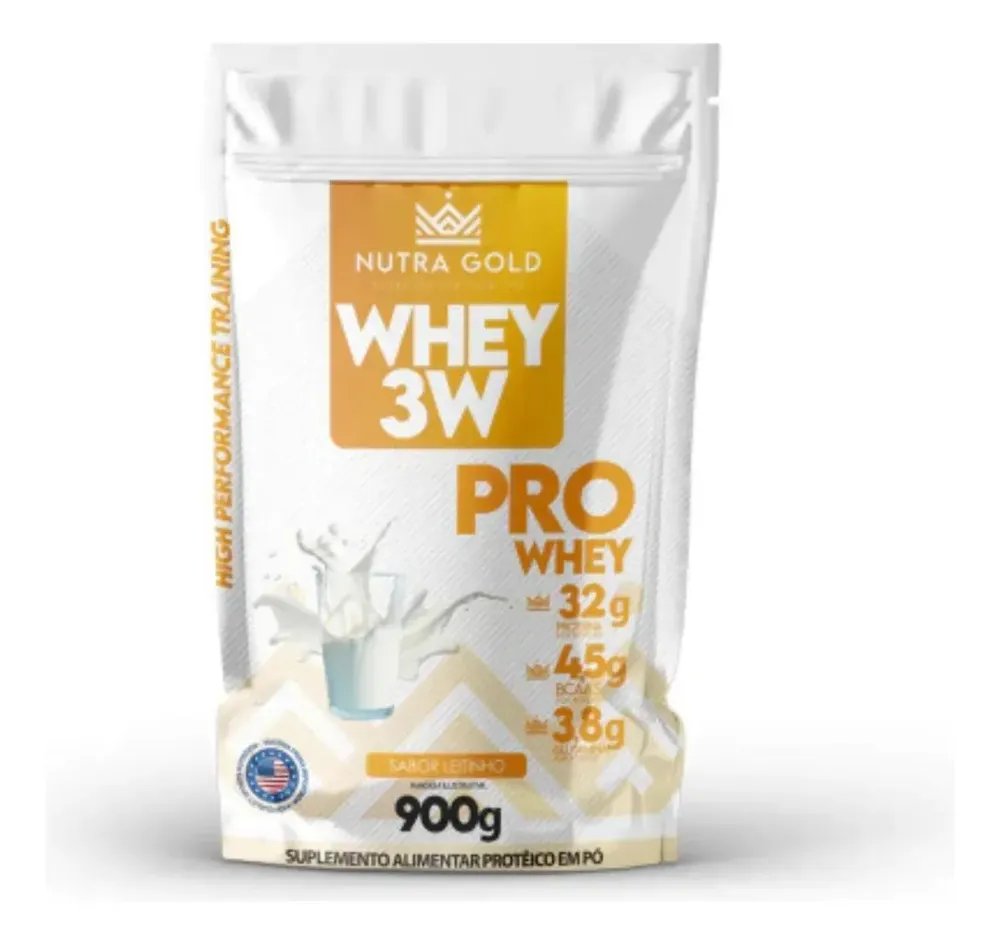 Whey Nutra Gold Pro Whey 3w 32g Proteínas 900g Sabor Leite