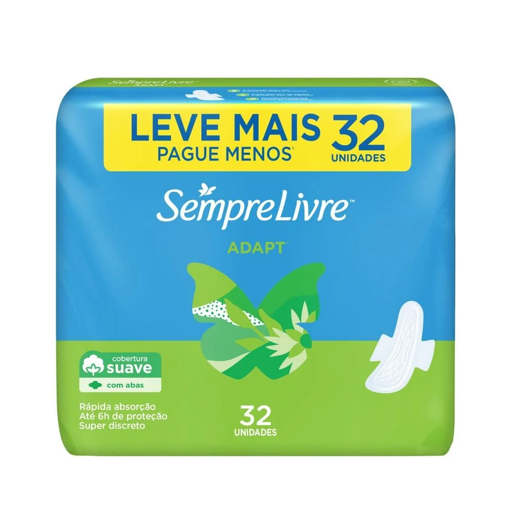 Sempre Livre Absorvente Externo Com Abas Suave, 32un