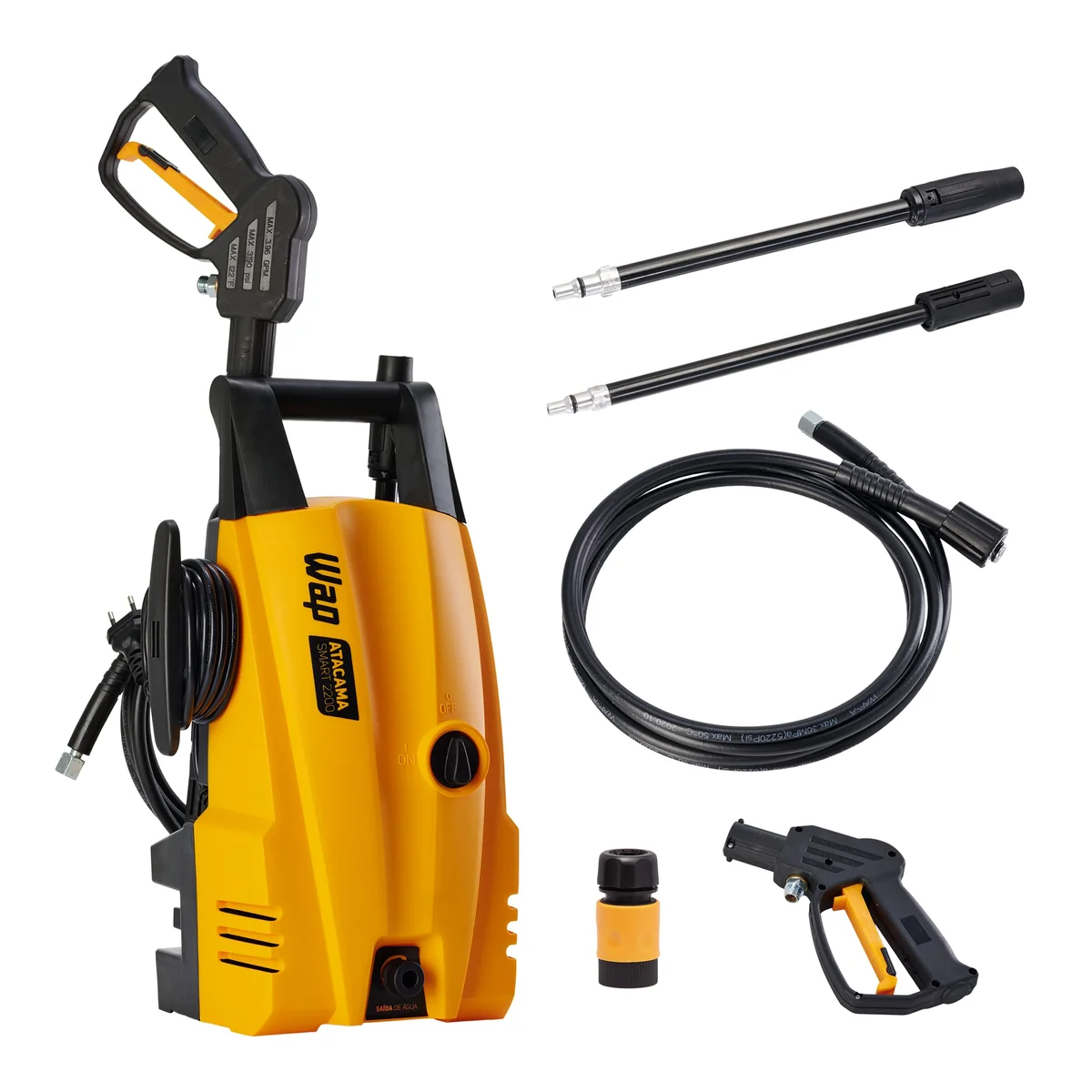 WAP Lavadora de Alta Pressão ATACAMA SMART 2200, 330L/h, com Jato em Leque e Concentrado, 1500psi 1400W 220V