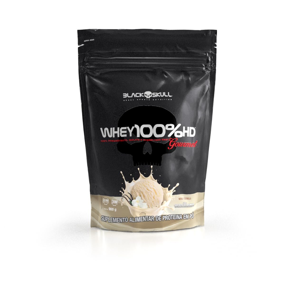 Black Skull Whey 100% HD Gourmet Refil 900g Baunilha
