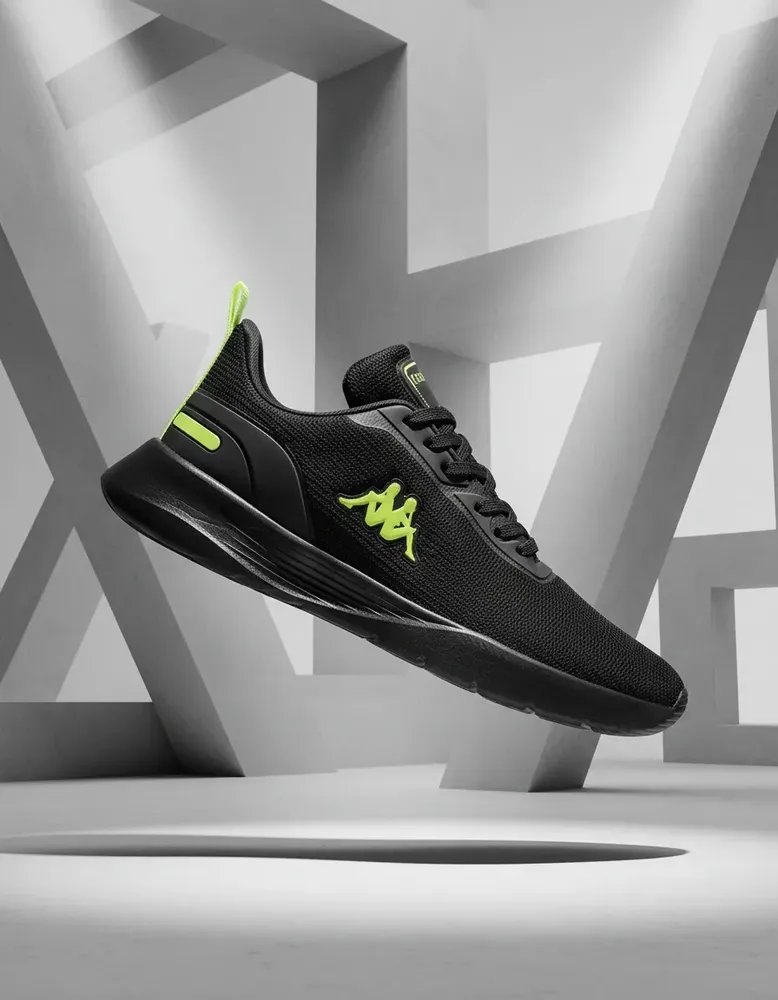 Tenis Kappa Treviso Original Unissex Confortável Academia Preto-amarelo-limão 39 Br