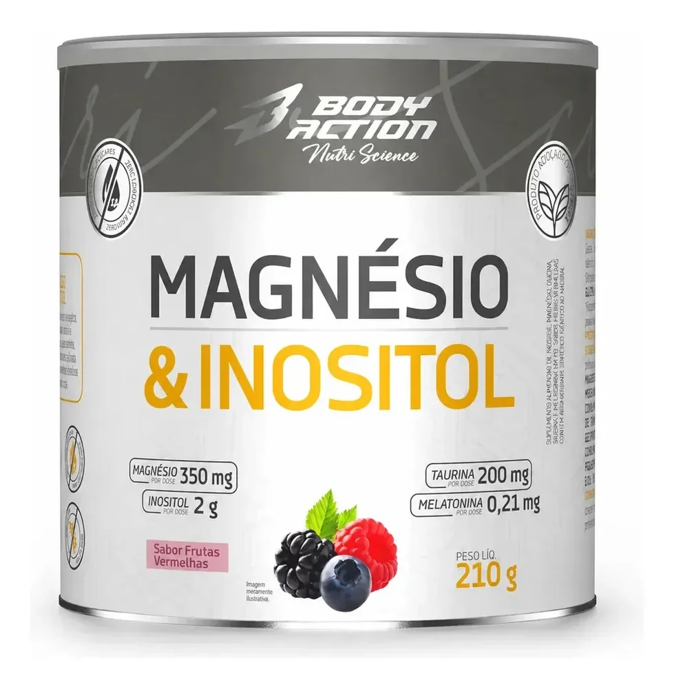 Magnesio Inositol Bodyaction 210g Frutas Vermelhas