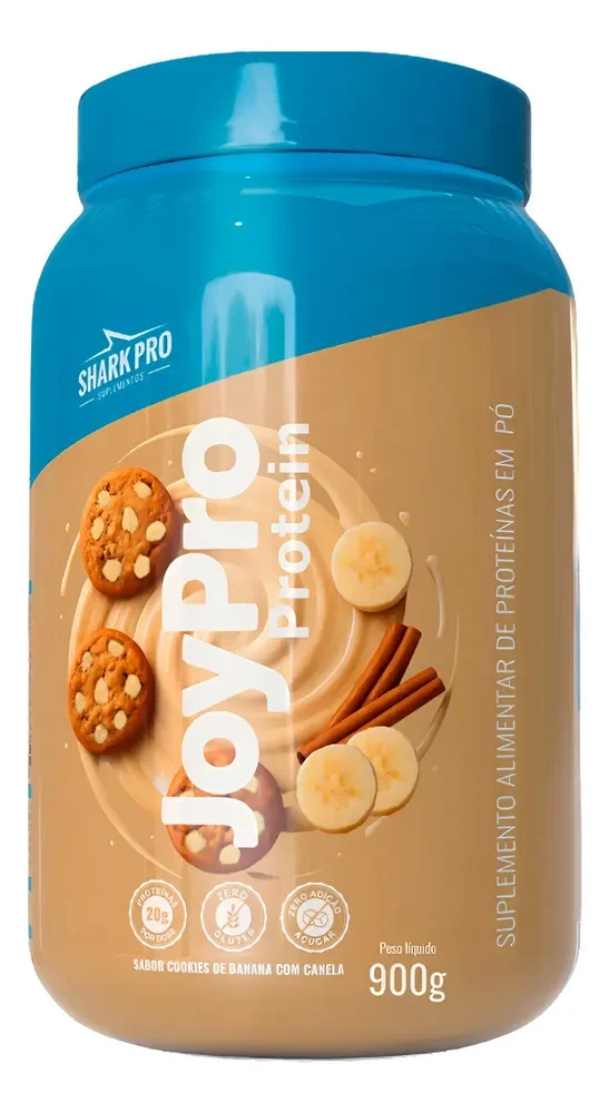 Whey Joypro Pote 900g Bolinho Banana Com Canela Shark Pro