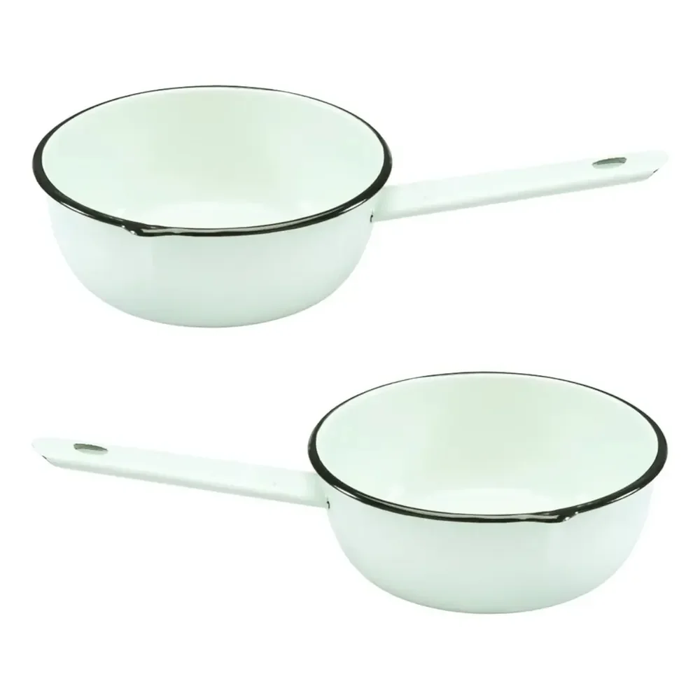 Kit 2 Panelas Papeiro Esmaltada 1,1 Litros Branco Metallouça Branco