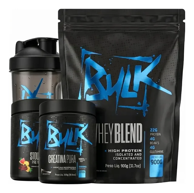 Kit Whey Protein Isolado + Creatina + Pré Treino + Shaker