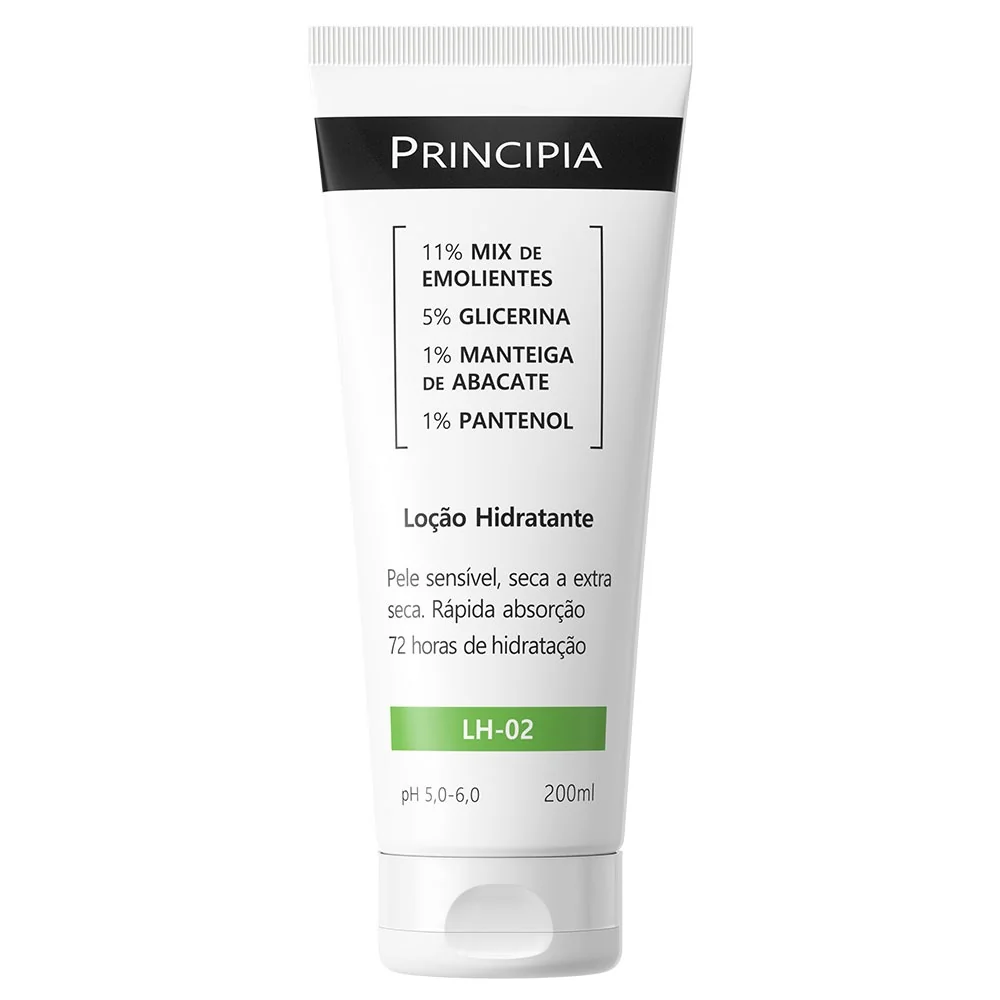 Loção Hidratante Corporal c/ 11% Mix de Emolientes + 5% Glicerina + 1% Manteiga de Abacate Principia LH-02 200ml
