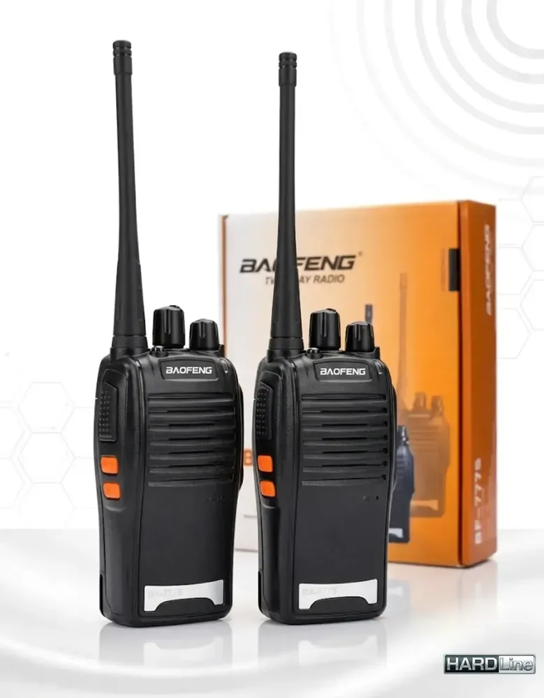Kit 2 Rádio Comunicador Baofeng Walkie Talkie BF-777S Profissional 16 Canais 16ch 5W Longo Alcance Até 12km Preto - Hardline