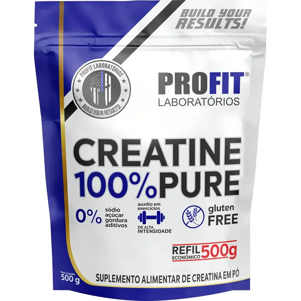 Suplemento Creatina 100% Pura Sem Sabor 500g Profit Laboratórios