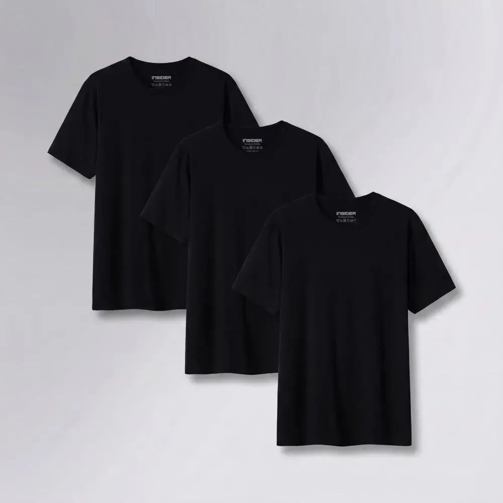 Kit 3 Camisetas Light Insider Preto M Liso