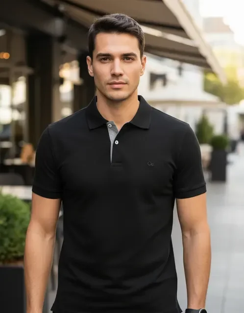 Camisa Gola Polo Social Masculina Slim Algodão Casual Ogochi