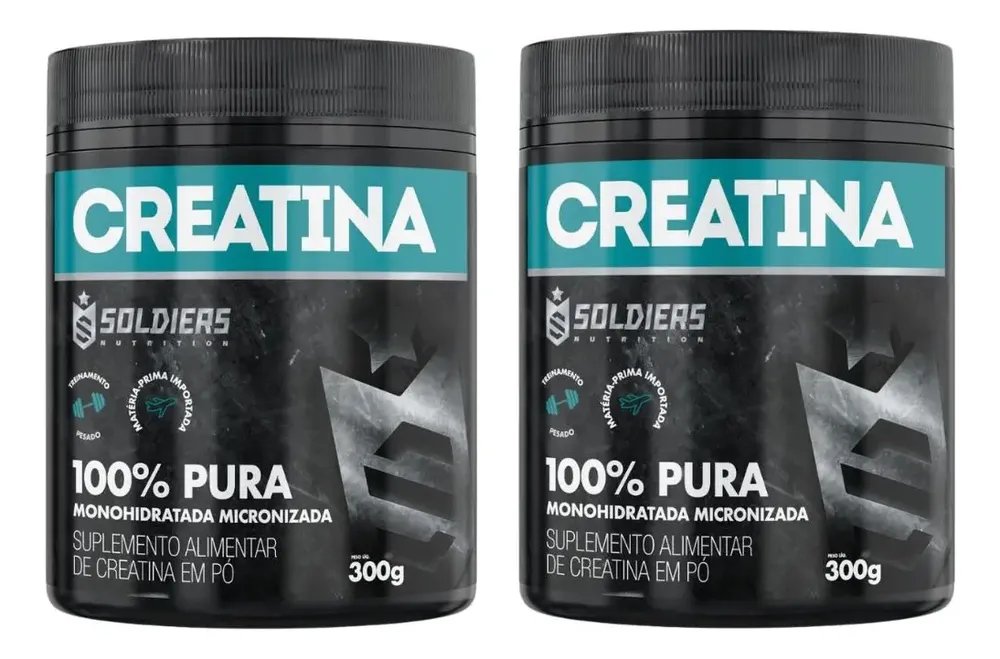 Kit: 2 Creatina Pote 300g 100% Pura Soldiers Nutrition Treino Performance Fortalecimento
