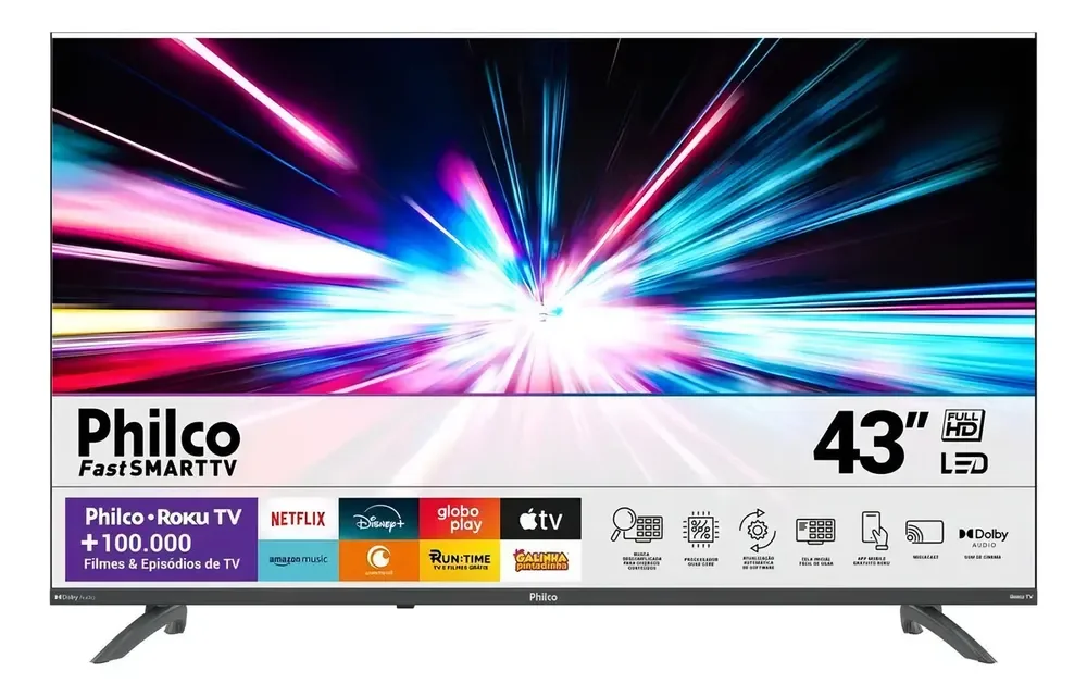 Smart Tv 43 Philco Led Roku Tv Dolby Audio Ptv43va4regb