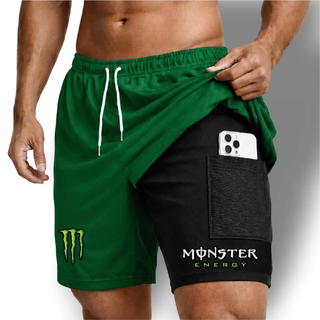 Bermuda Short Compressão 2em1 MONSTER Masculina DryFit + Elastano Ideal Academia Corrida Bike Crossfit