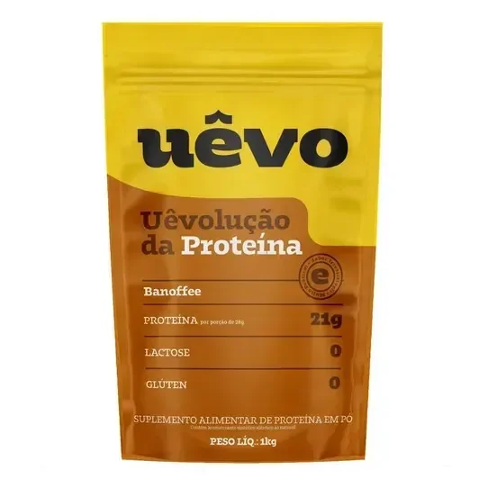Proteína Uêvo 1kg Albumina 21g Por Porção Alta Absorção Sabor Banoffe Banoffee