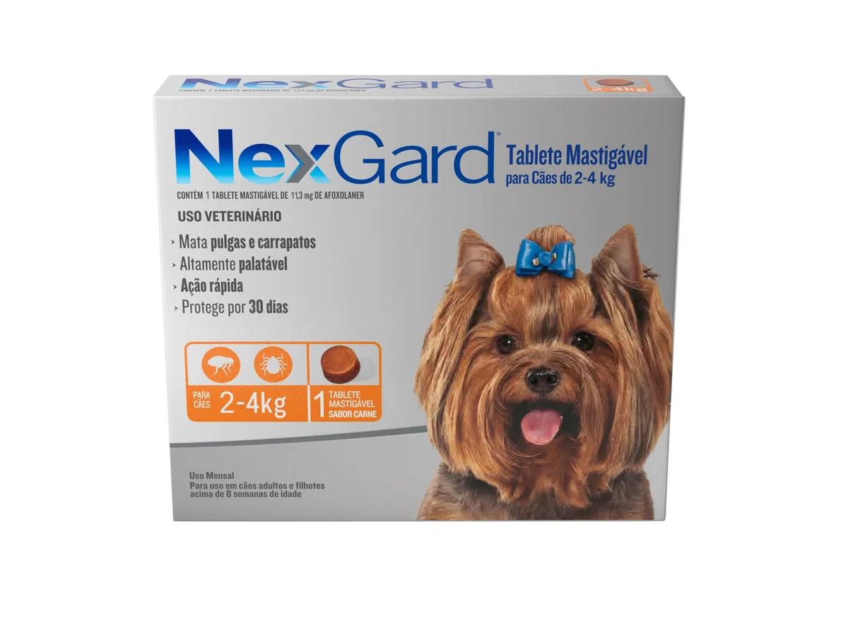 NexGard Antipulgas e Carrapatos para Cães de 2 a 4kg - 1 tablete