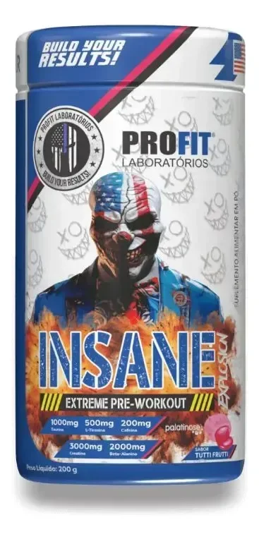 Suplemento En Pó Profit Laboratórios Pré Treino De Insane Extreme Pre-workout Sabor Tutti Frutti X 200g