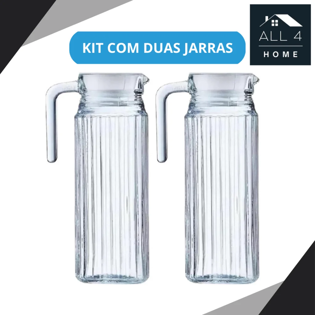 Jarra de Vidro Suiça 1 ou 2 Jarras De Vidro  1 Litro -com tampa