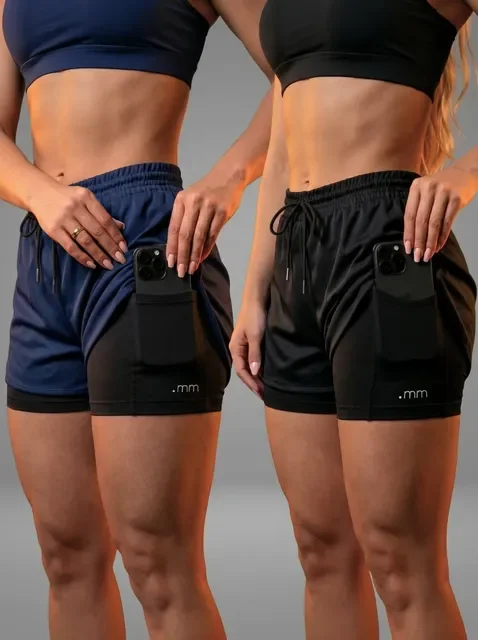 Kit 2 Short Duplo Compressão Fitness Bermuda Treino Feminino