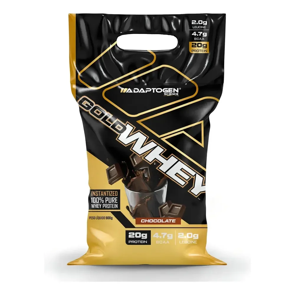 100% Gold Whey Refil Concentrado 900g Adaptogen Science Sabor Chocolate
