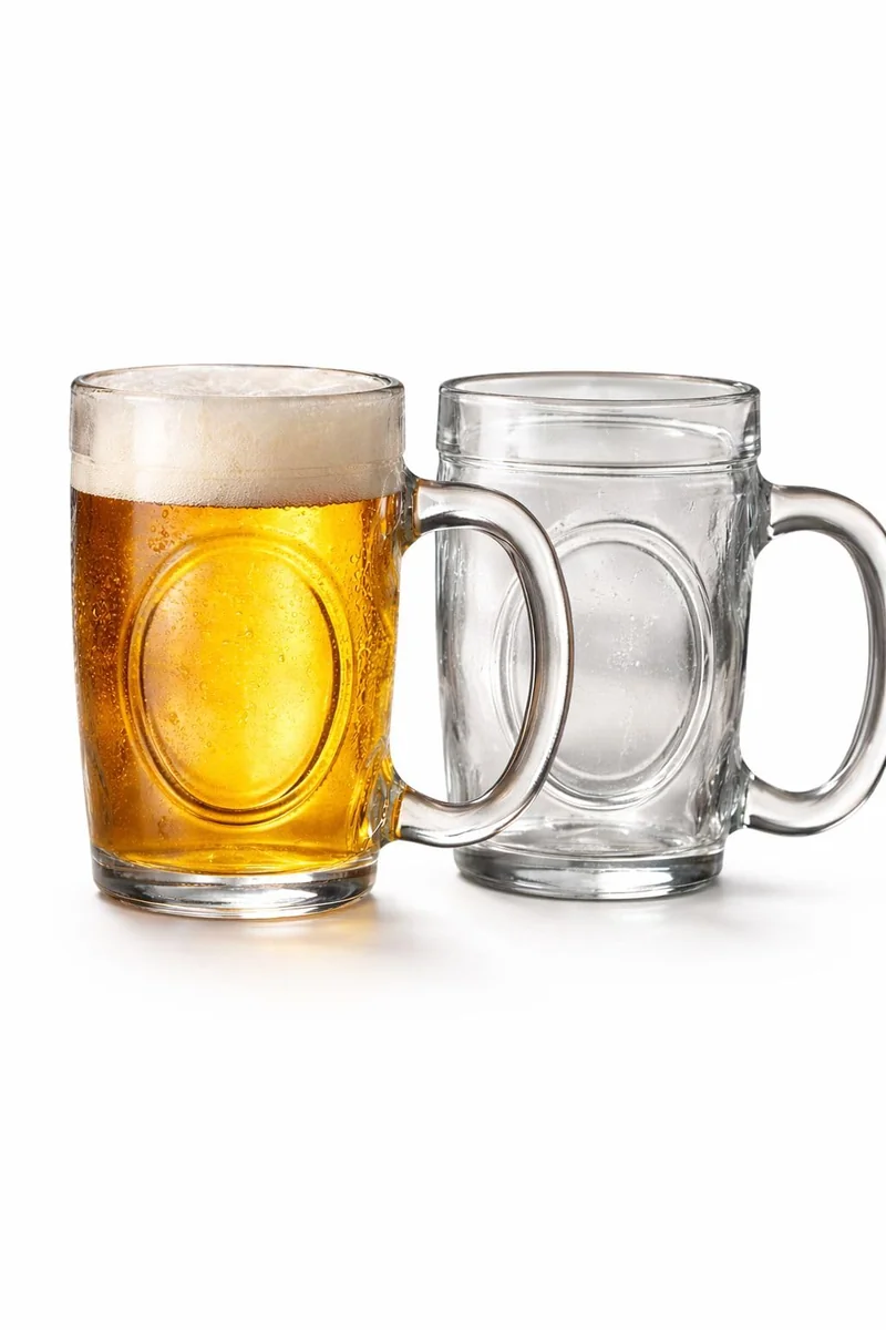 Caneca de Chopp de Vidro Transparente 350ml Lisa Cerveja Bar Restaurante Casa Kit com 2 Unidades