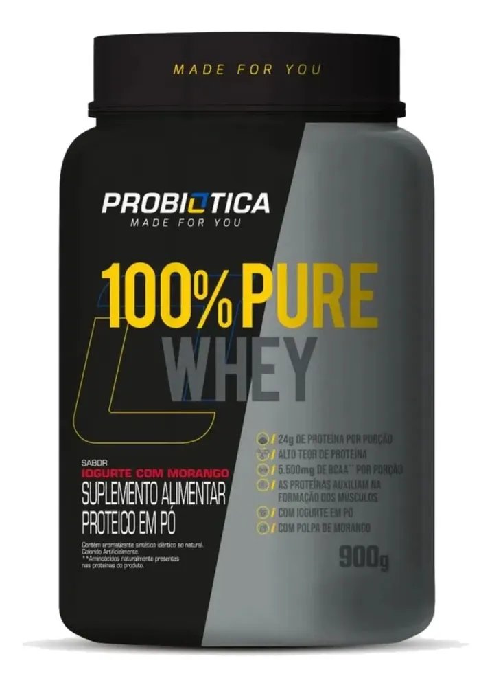 Suplemento Em Pó Probiótica 100% Pure Whey Iogurte Morango Iogurte De Morango