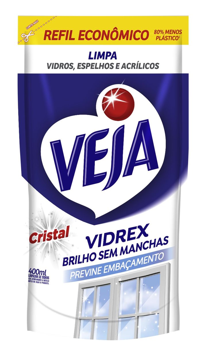 Veja Limpa Vidros Vidrex Cristal Refil 400ml