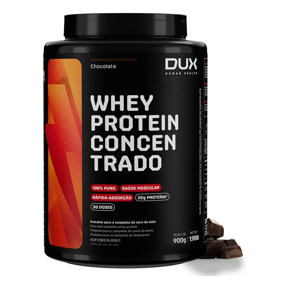 Whey Protein Concentrado Dux Sport Fitness Pó 900g Chocolate Outros
