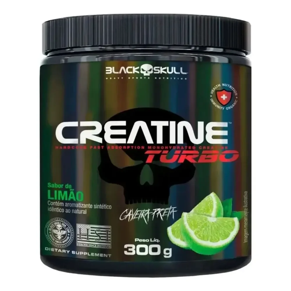 Suplemento Em Pó Creatine Turbo Sabor Limão 300g Black Skull