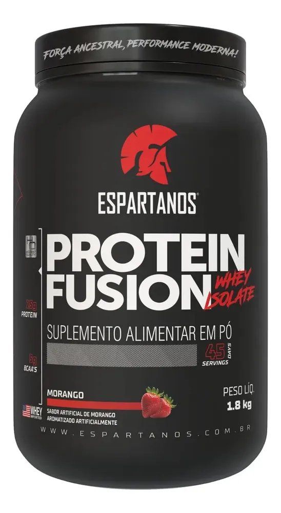 Protein Fusion Whey Isolate 1,8kg - Espartanos Nutrition Sabor Morango
