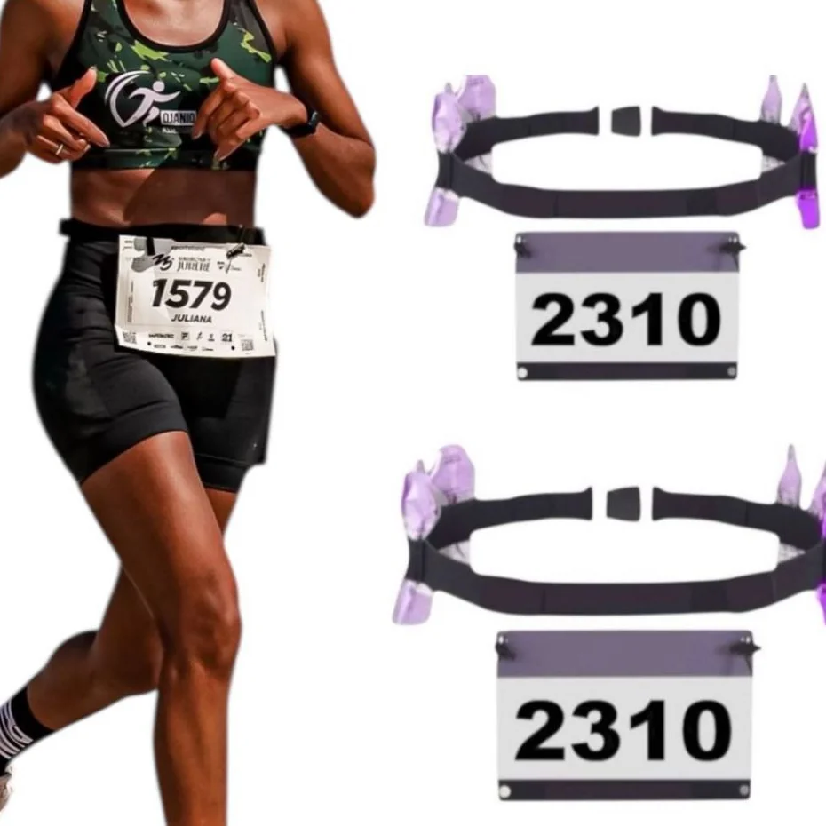 Kit 2 Unidades Cinto Porta Número Esportivo Corrida, Triathlon e Ciclismo com Suporte para Gel Carbo, Ajustável