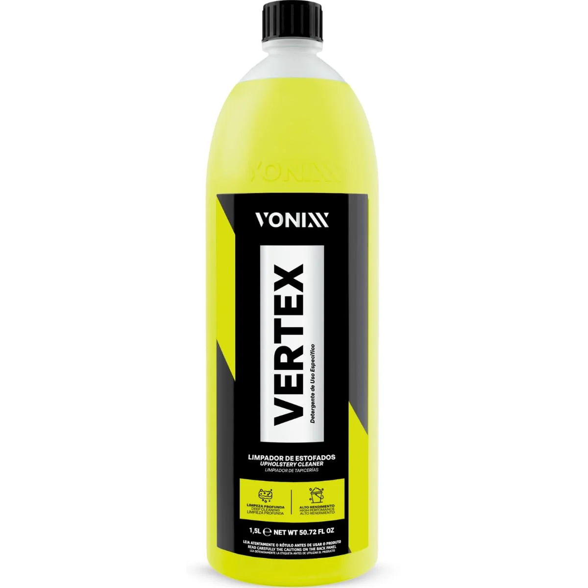 Vertex 1,5l Limpeza Profunda Estofado Remove Sujeira Vonixx | Vertex é um limpador de estofados automotivos e residenciais.
