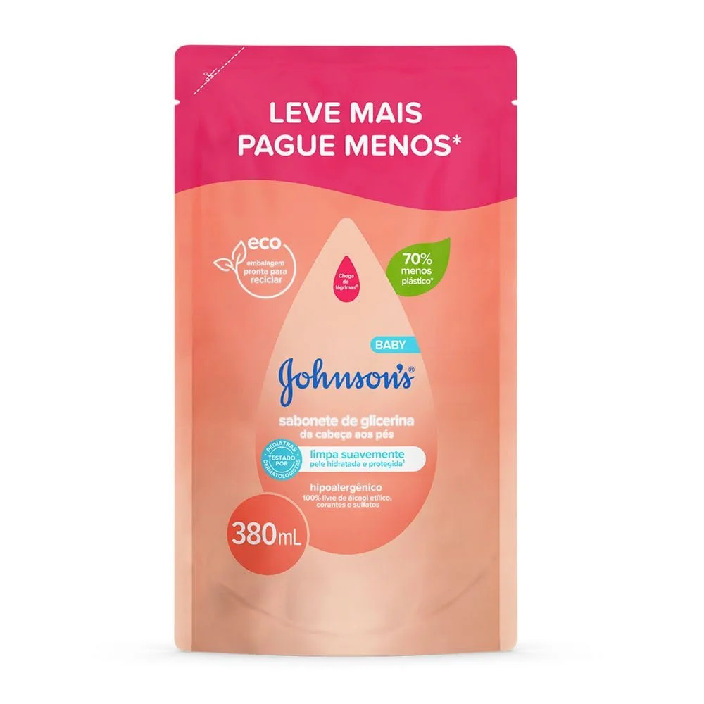 Sabonete Líquido Refil Glicerina Da Cabeça Aos Pés Johnson's Baby, 380ml