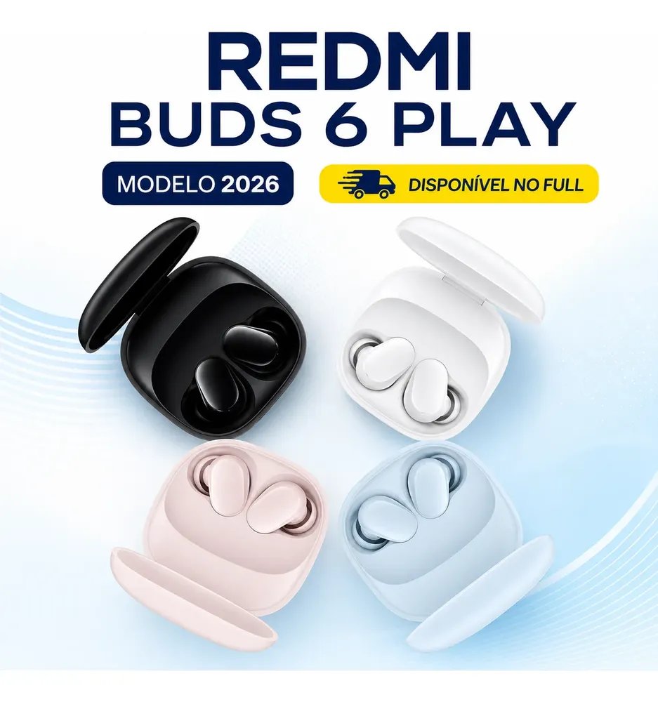 Xiaomi Redmi Buds 6 Play Bluetooth 5.4 Com Ia - Bateria 36hs Branco