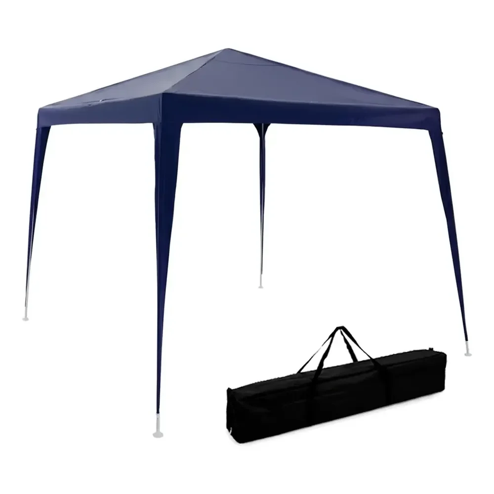 Tenda Gazebo Base No Solo Com 3x3m Polietileno Azul Desmontável