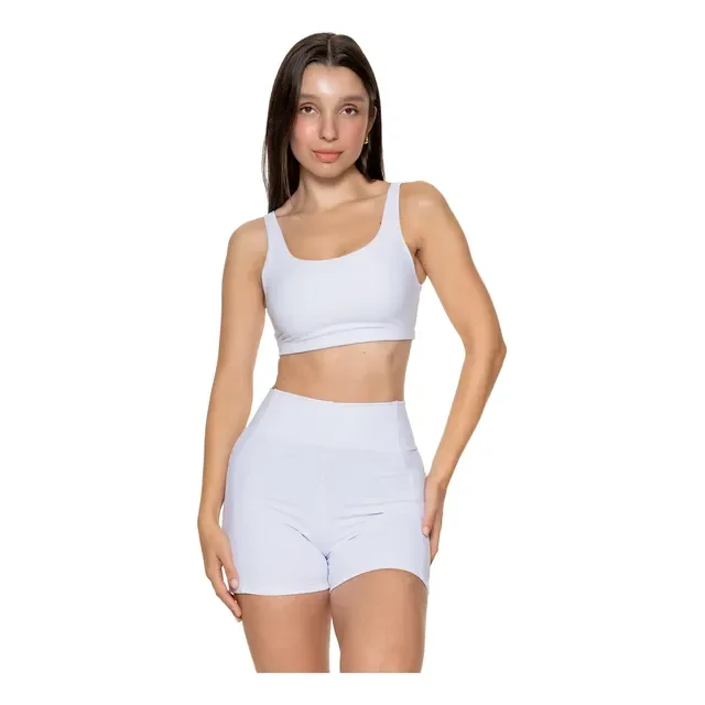 Conjunto Academia Short Bolso Top Duplo Regata Poliamida Fit