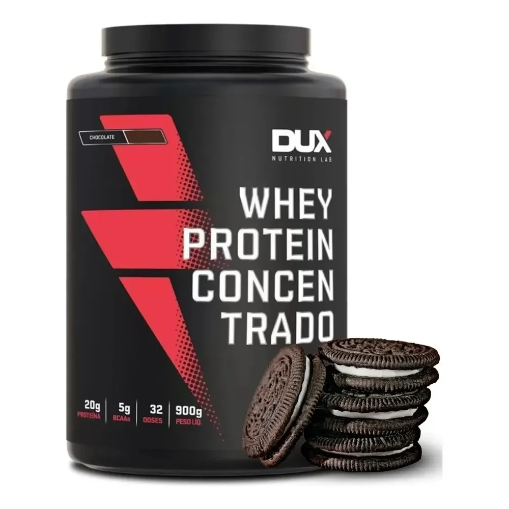 Dux Whey Concentrado 100% Puro Para Ganho De Massa 900g Sabor Cookies Biscoitos