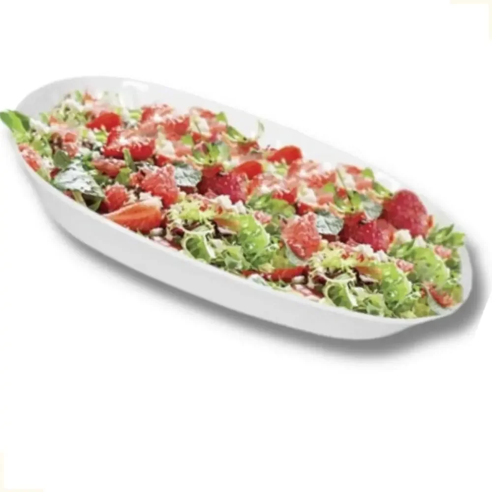 6 Saladeiras Tigelas Travessas Oval Melamine Branca 25 Cm Branco