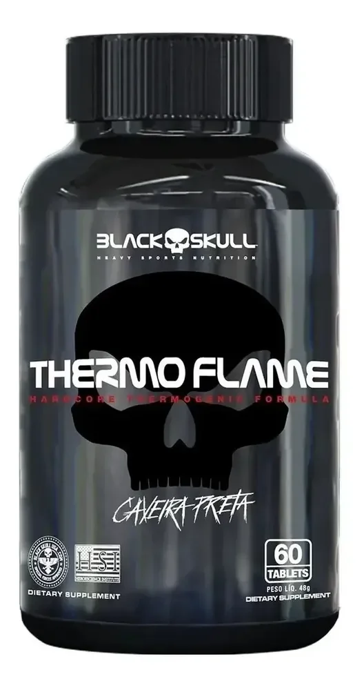 Thermo Flame Termogenico 60 Cáps Emagrecimento Black Skull Sem Sabor