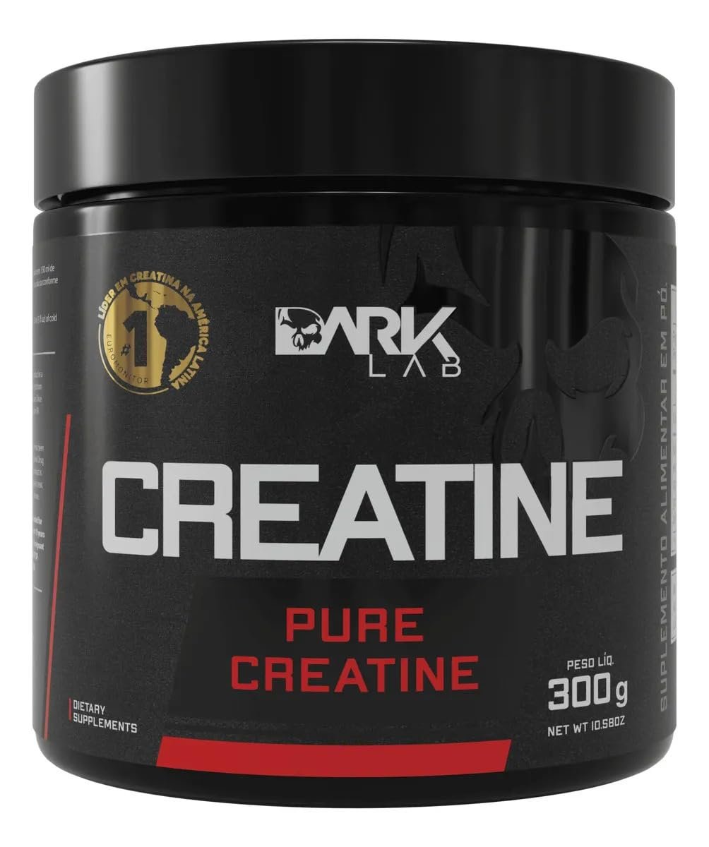 Creatina Pura Dark Lab 300g, Monohidratada 100% de Pureza, Sem Glúten, Sem Sabor