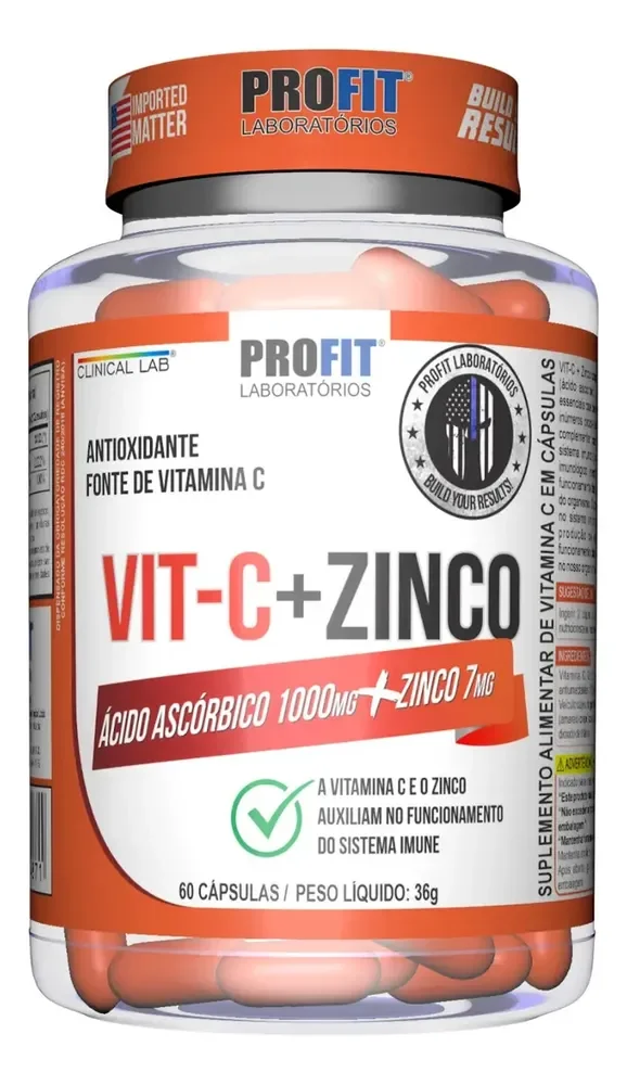 Vitamina C 1000mg + Zinco 7mg - Profit Labs Sabor Sem sabor