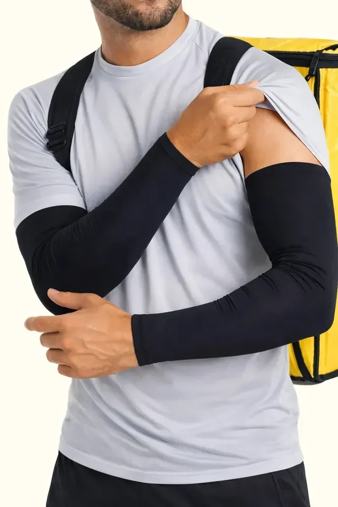 Manguito Braço Proteção Solar Uv50+ Moto Manga Ciclismo Bike Unico Preto