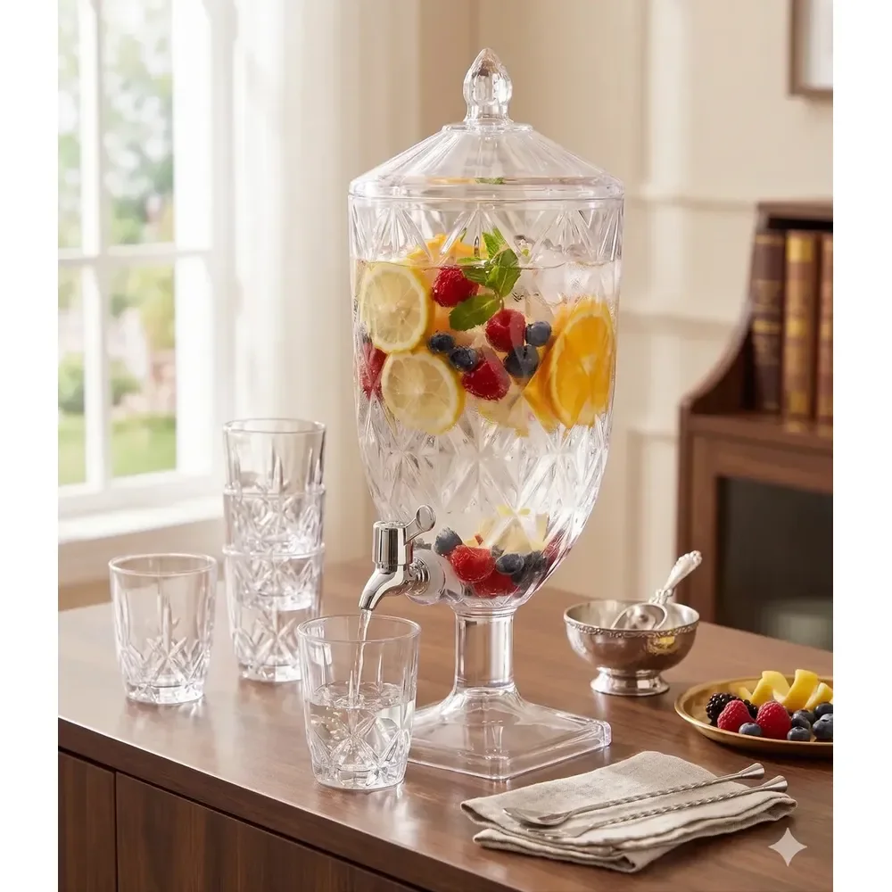 Suqueira Jarra Cristal Acrílico Diamond Água Suco4,5l Xplast