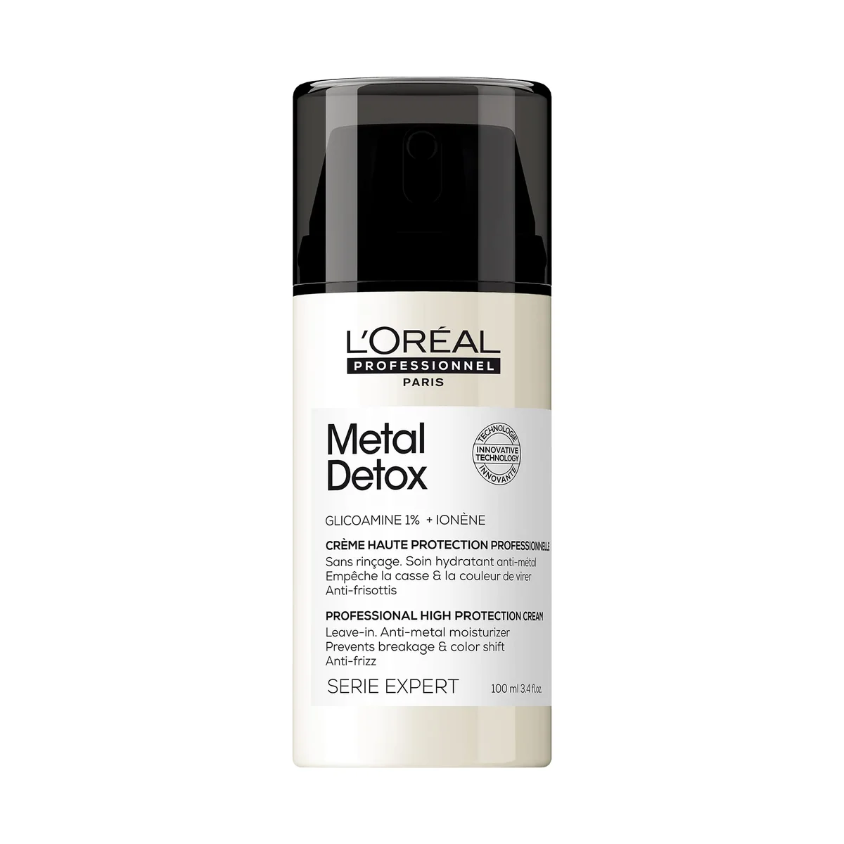 L’Oreal Professionnel Leave-in Metal Detox, Creme de Alta Proteção, Hidrata, previne de danos e mudança da cor, textura cremosa, Para cabelos danificados e processados, 100ml