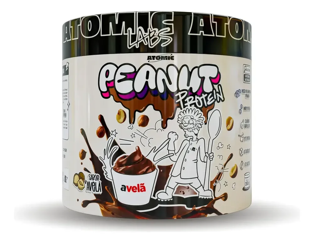 Peanut Protein 350g Avelã Atomic Labs Pasta Amendoim Whey Sem Lactose