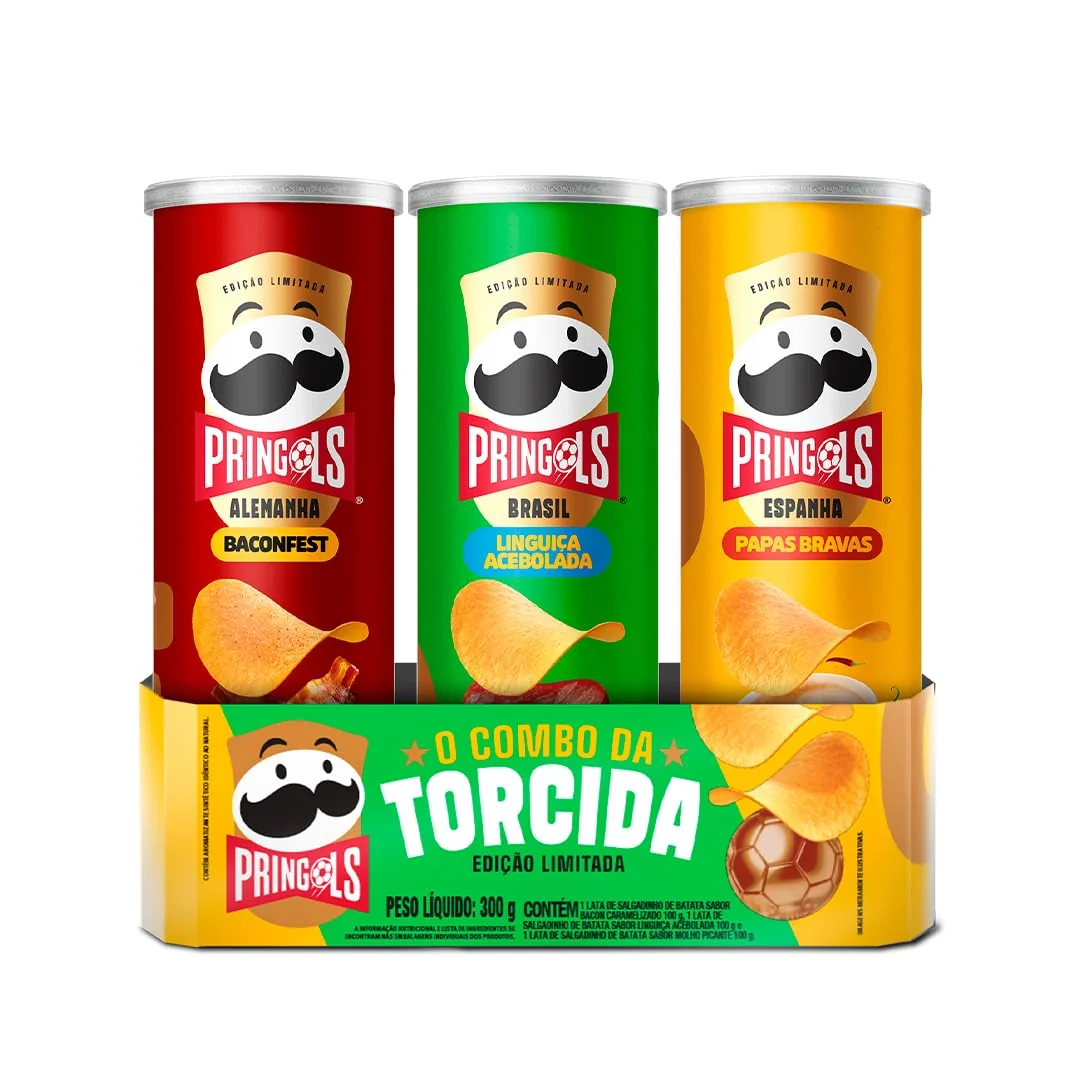 Salgadinho Batata Frita Pringles Tripack Especial Festa do Futebol