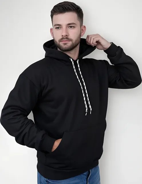 Moletom Canguru Algodão Unissex Blusa De Frio Flanelado Liso