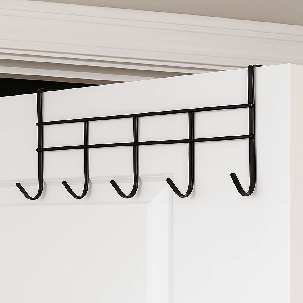 Suporte Cabide de Porta Com 6 Ganchos Organizador Multiuso Para Quarto Banheiro Cozinha