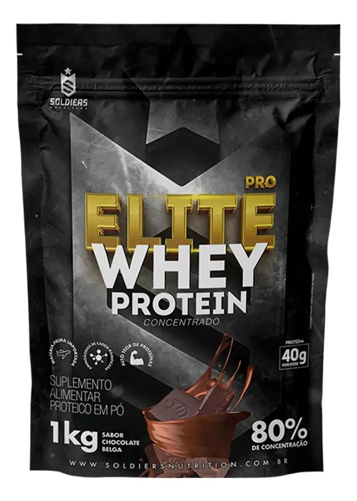 Elite Pro Whey Protein Concentrado 80% 1kg Soldiers Nutrition Suplemento Proteína Muscular
