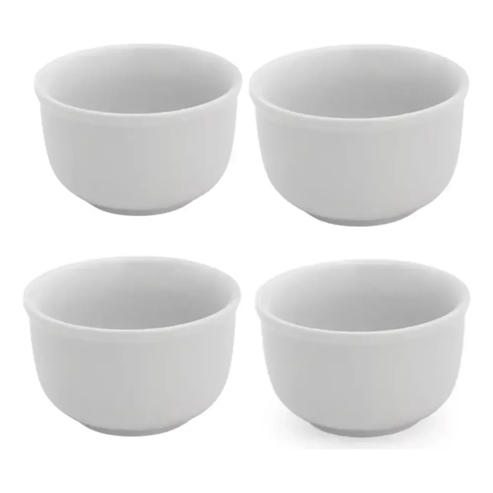 Kit 4 Cumbuca Bowl Porcelana Tigela Açaí Caldos Sopas 470ml Branco