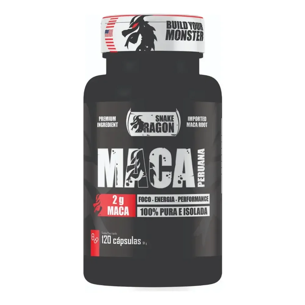 Maca Peruana 120 Capsulas 2000mg Pura Premium Importada Homens E Mulheres 2g Por Dose Snake Dragon Sem Sabor